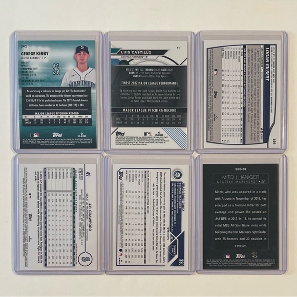 Lot of 6 Seattle Mariners Topps MLB Baseball Cards - Picture 2 of 8